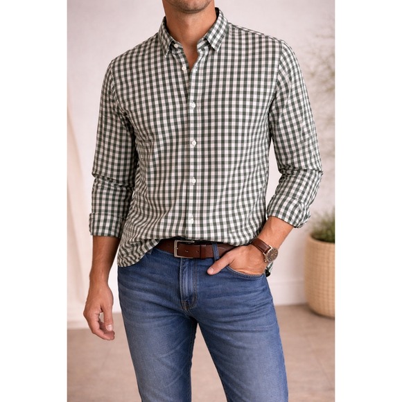 UNTUCKit Other - UNTUCKit Mens XXL Green White Gingham Check Cotton Button Down Shirt Long Sleeve
